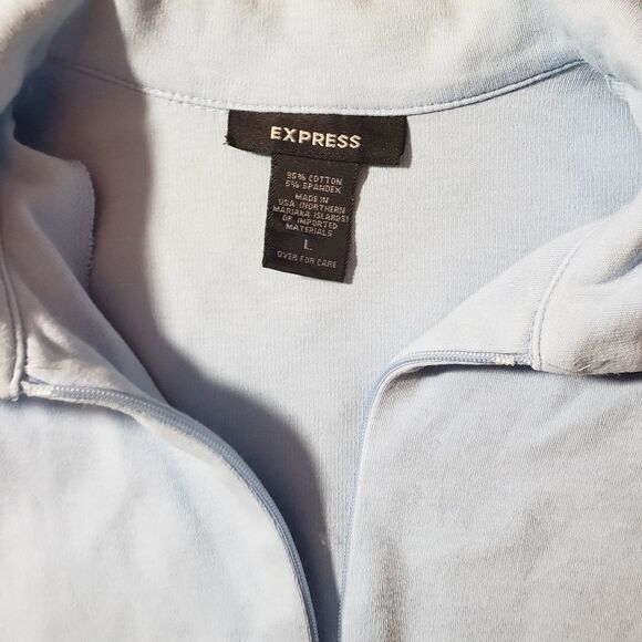 Express size large light blue collared half zip short sleeve shirt - Picture 2 of 3
